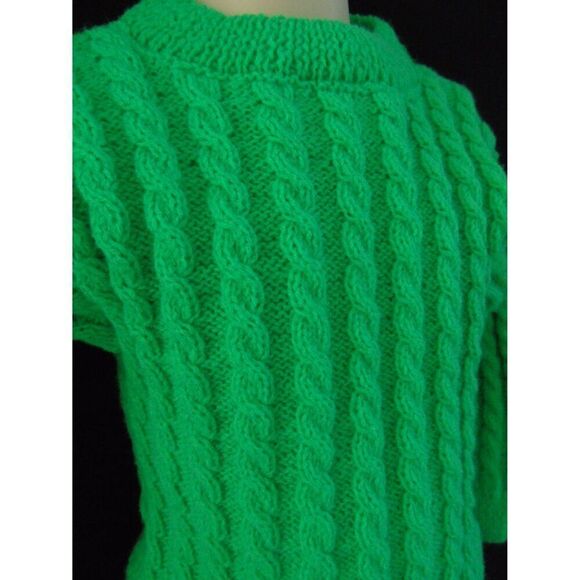 Hand Knitted Toddler Sweater Green Merino Wool Unisex Baby Pullover - Picture 3 of 5